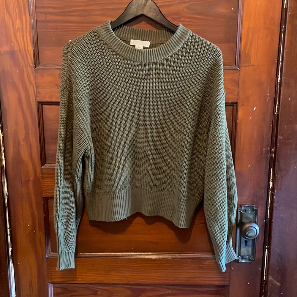 H&M knit sweater, olive. SX